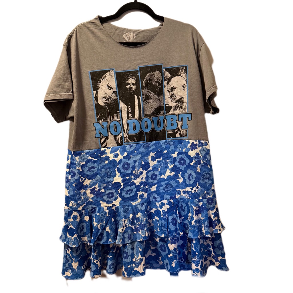 No Doubt Blue Floral Dress Upcycle Pockets